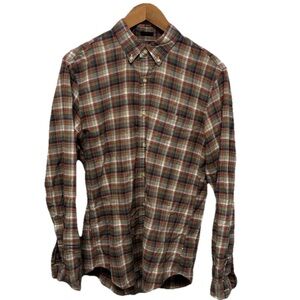 J.Crew Mens Oxford Slim Fit Plaid Buttoned Shirt Sz Medium FALL Preppy Office